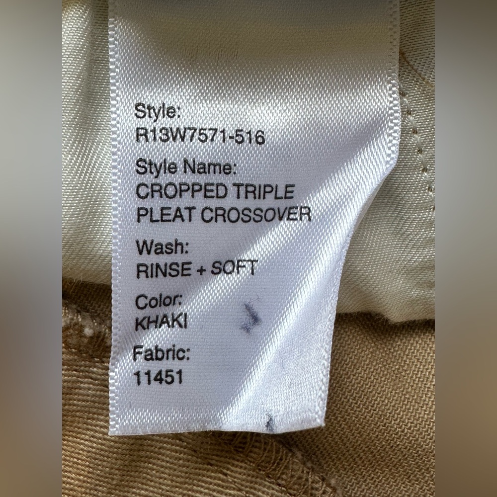 R13 Cropped Triple-pleat Crossover Trousers In Beige - Picture 16 of 16